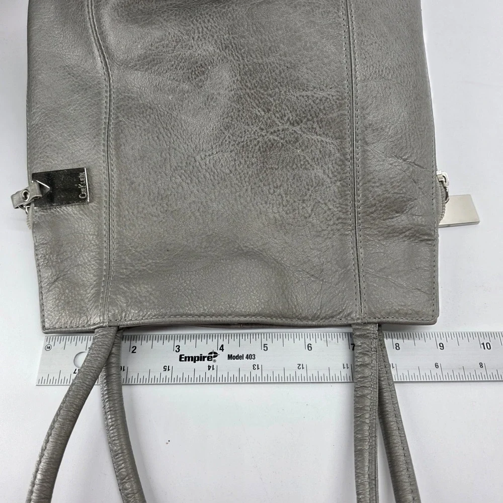 Vintage Cee Klein Shoulder‎ Bag Gray Silver Pebbled Y2K 90s Minimalist Neutral
